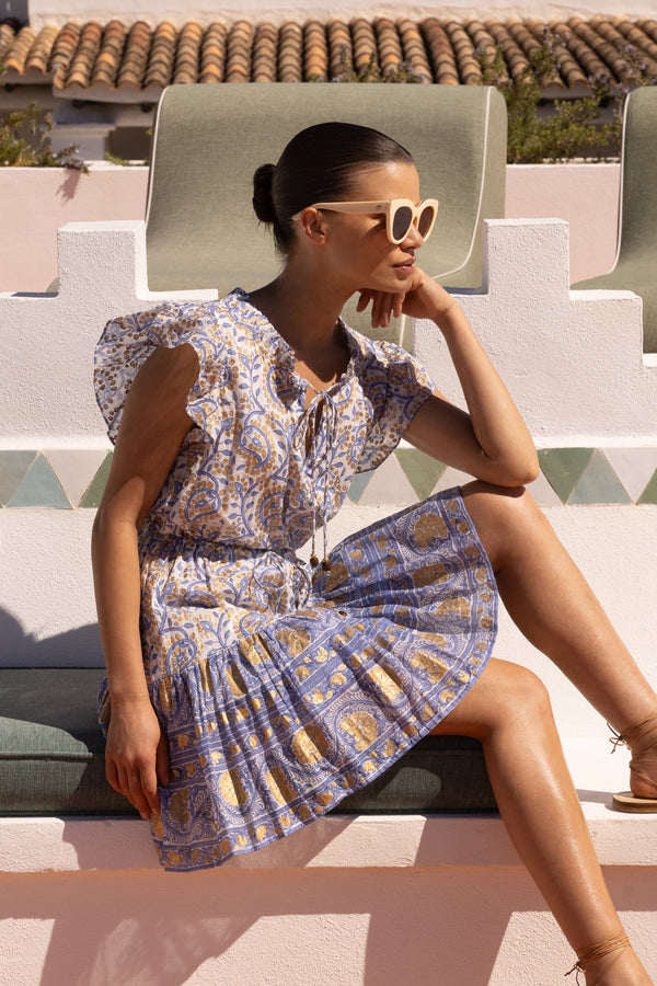 Cinched Flirty Short- Marseille Blue