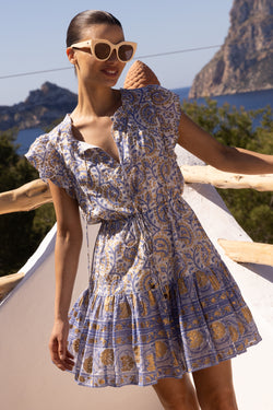 Cinched Flirty Short- Marseille Blue
