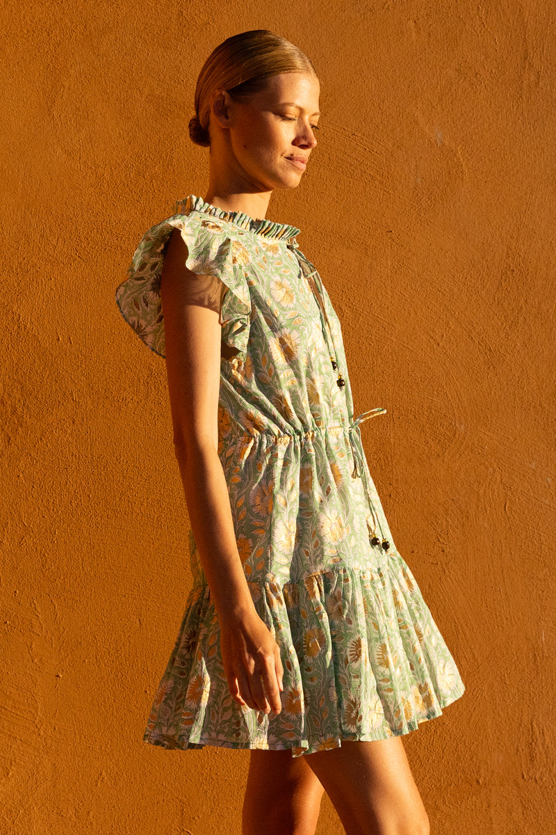 Cinched Flirty Short- Mughal Green