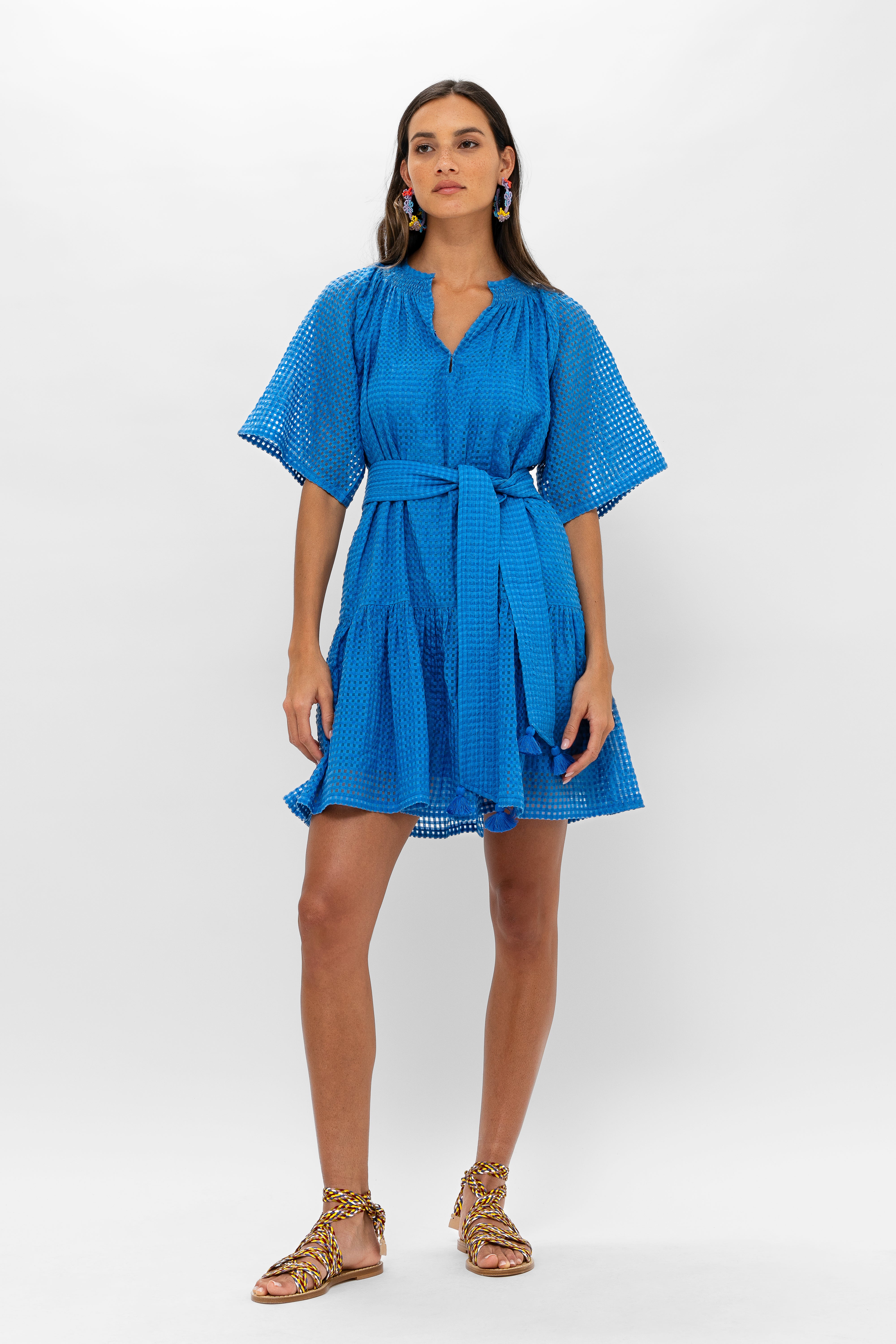 Raglan Belted Mini- Delray Blue