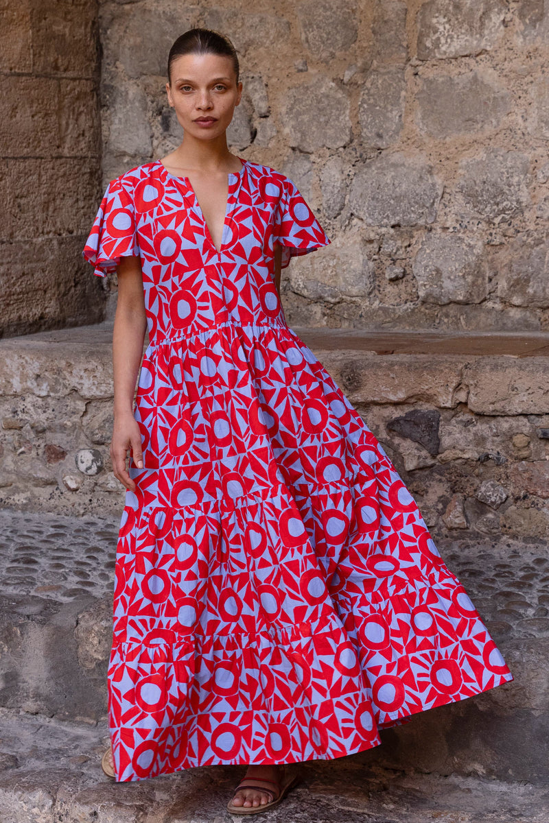 V-Neck Maxi- Eclipse Red