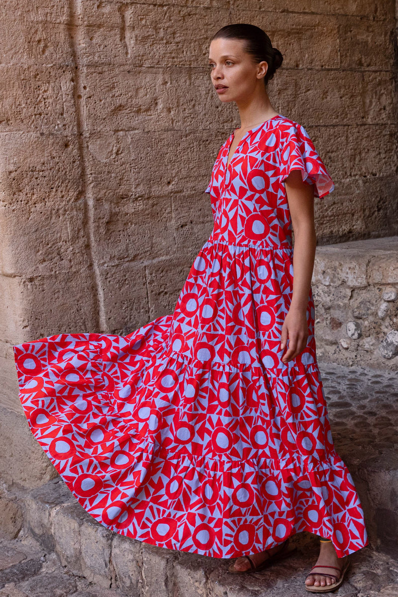 V-Neck Maxi- Eclipse Red