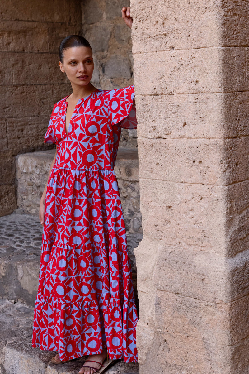 V-Neck Maxi- Eclipse Red