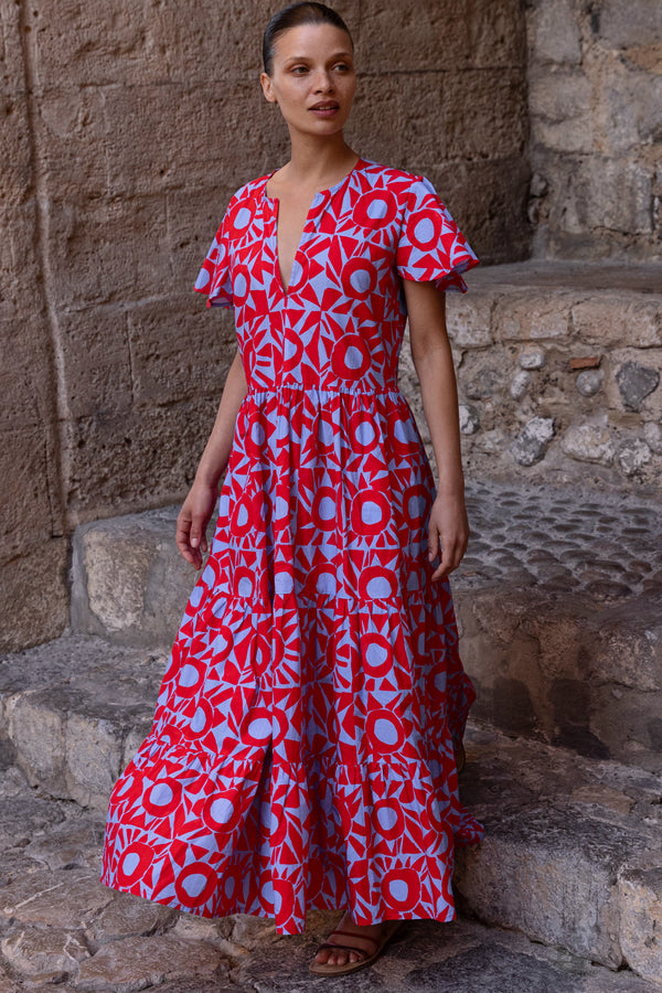 V-Neck Maxi- Eclipse Red