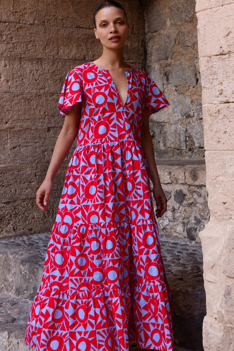 V-Neck Maxi- Eclipse Red