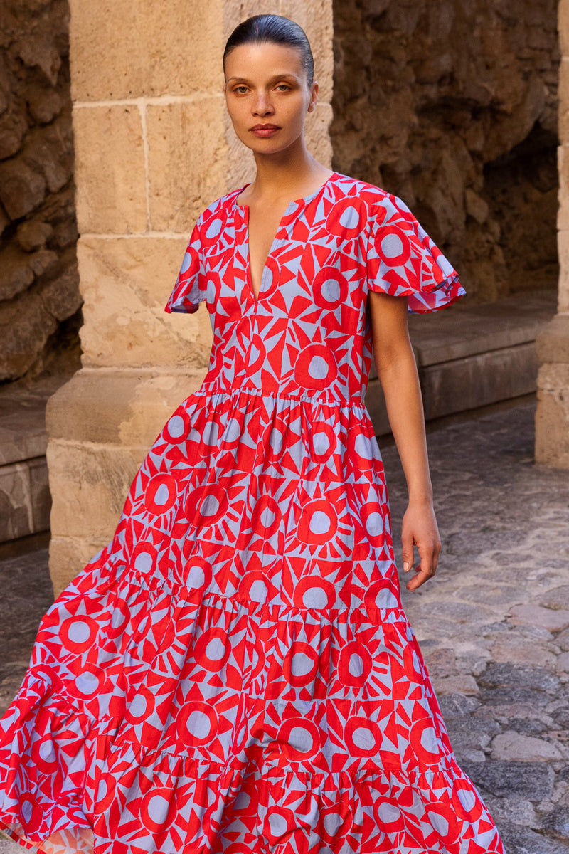 V-Neck Maxi- Eclipse Red