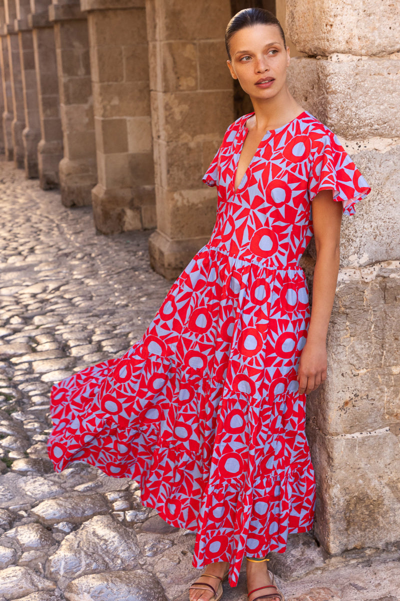 V-Neck Maxi- Eclipse Red