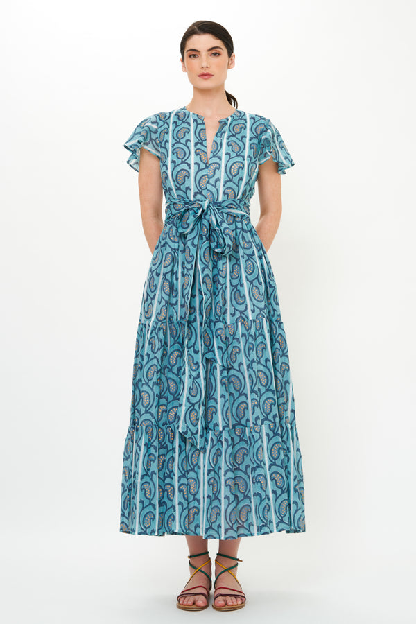 V-Neck Maxi- Goa Blue