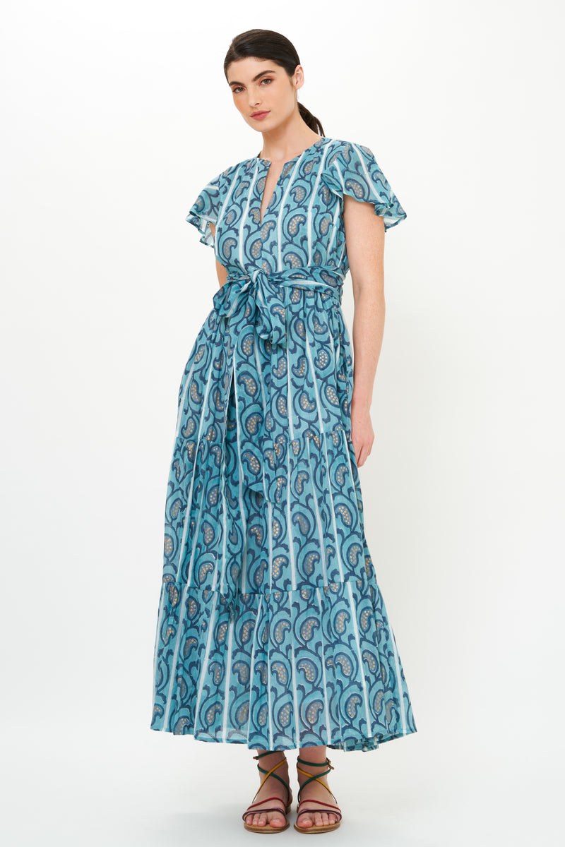 V-Neck Maxi- Goa Blue