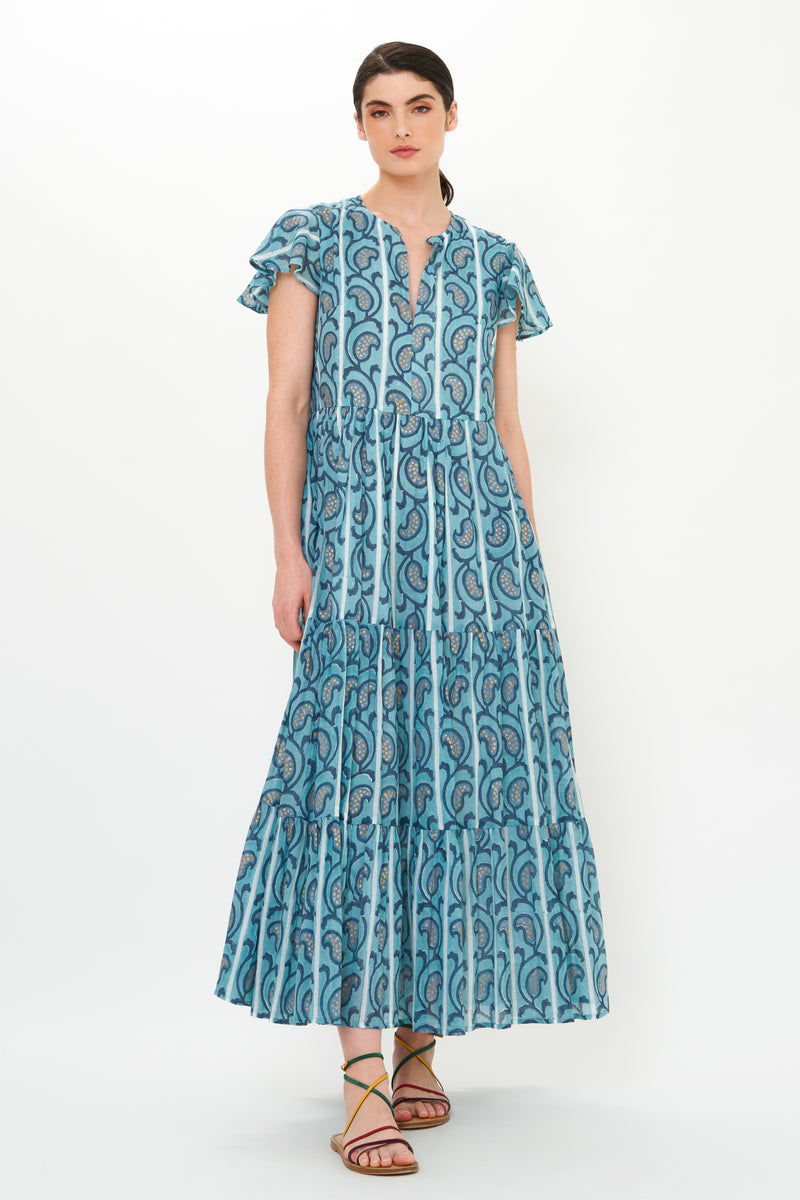 V-Neck Maxi- Goa Blue