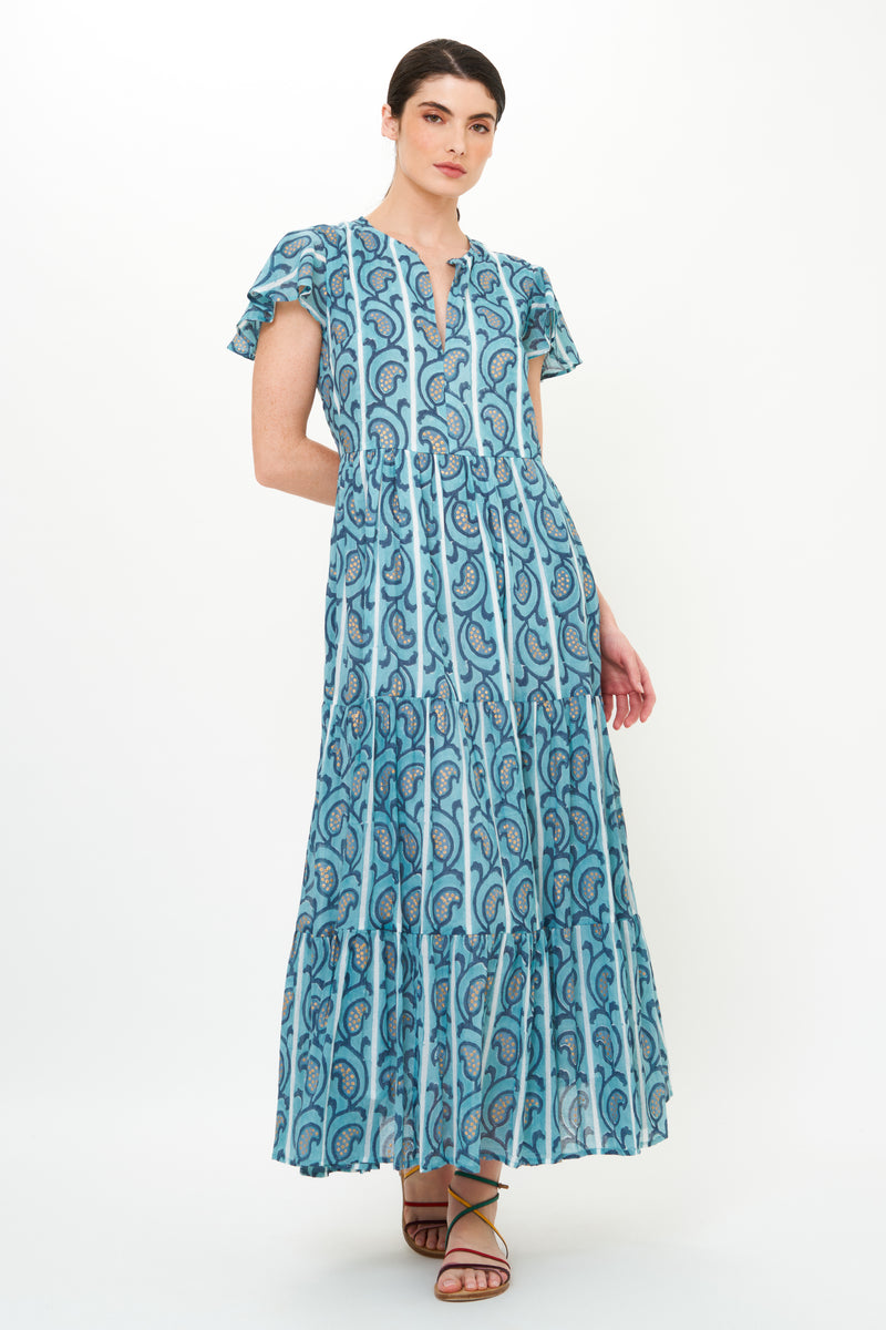 V-Neck Maxi- Goa Blue