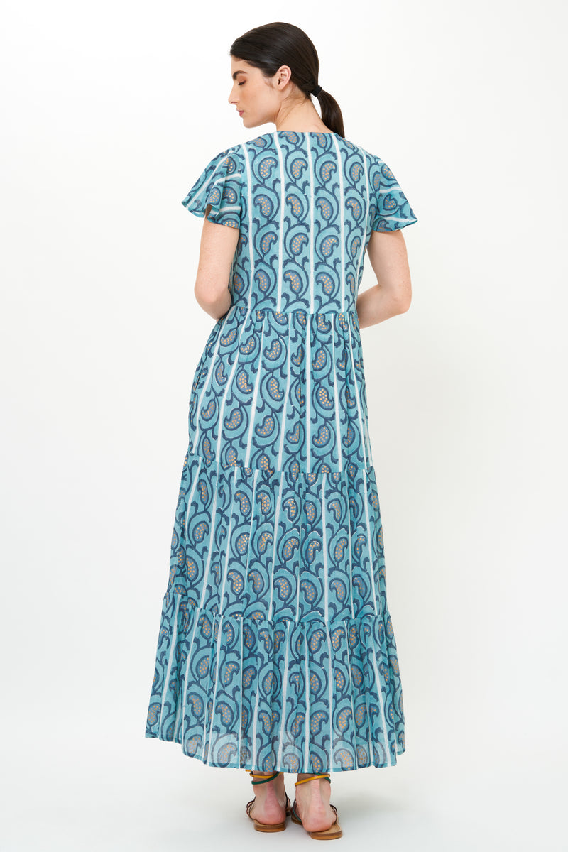 V-Neck Maxi- Goa Blue