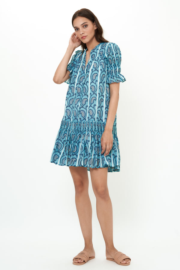 Smocked Drop Mini- Goa Blue