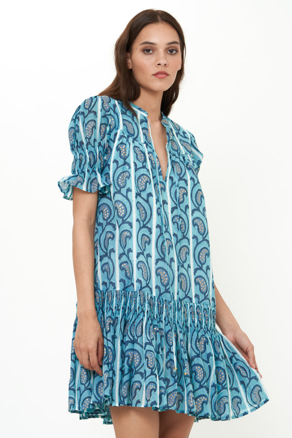 Smocked Drop Mini- Goa Blue