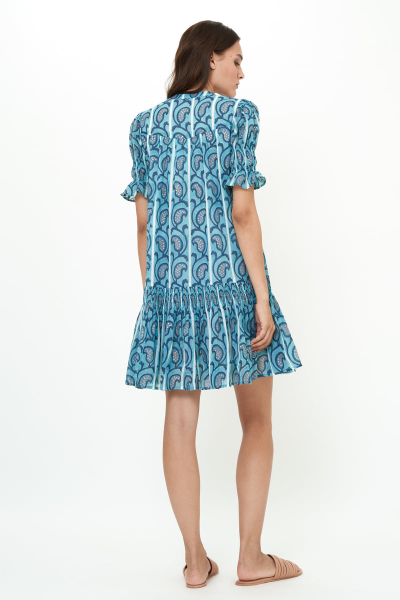 Smocked Drop Mini- Goa Blue