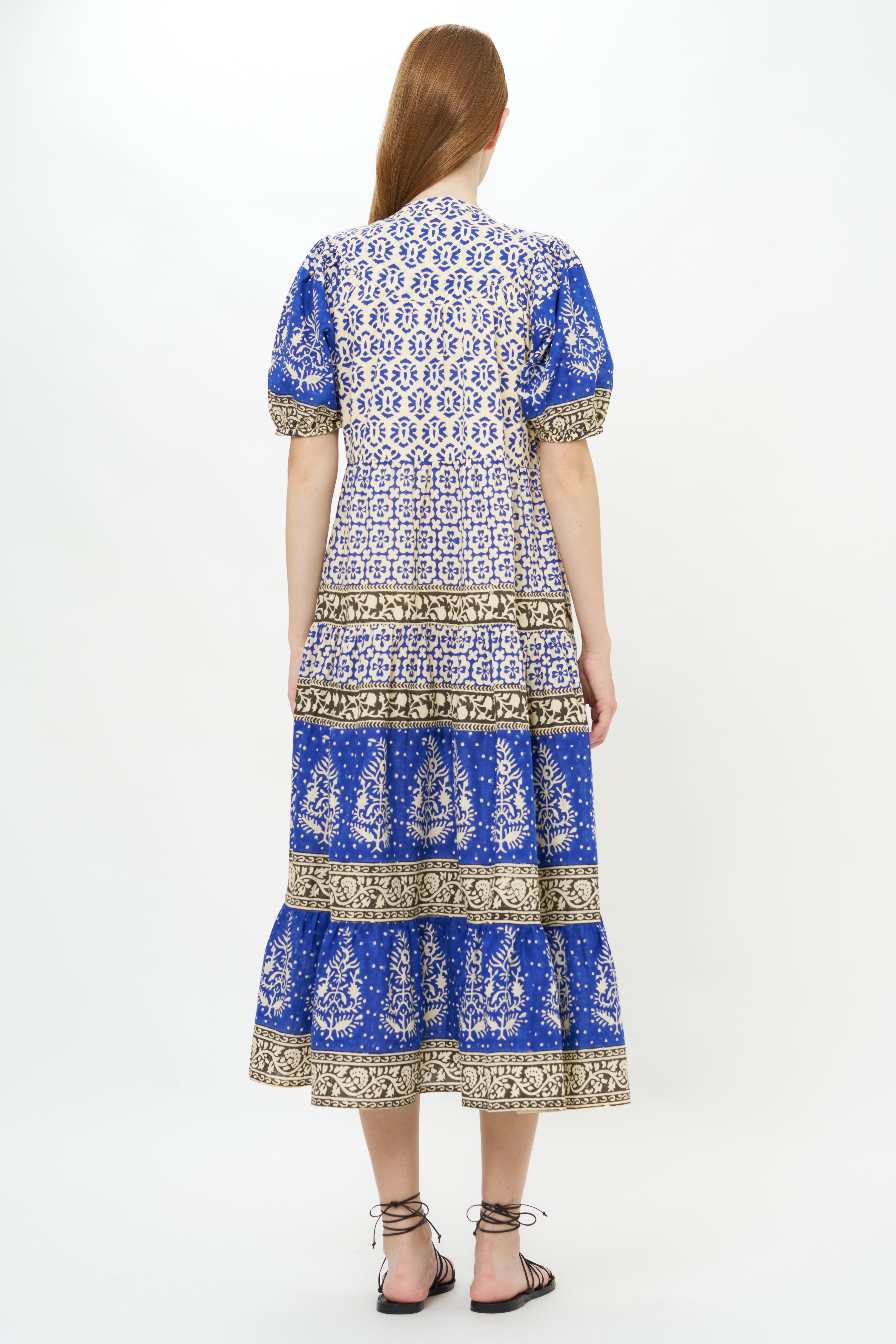 Scoop Tiered Midi- Jaisalmer Cobalt
