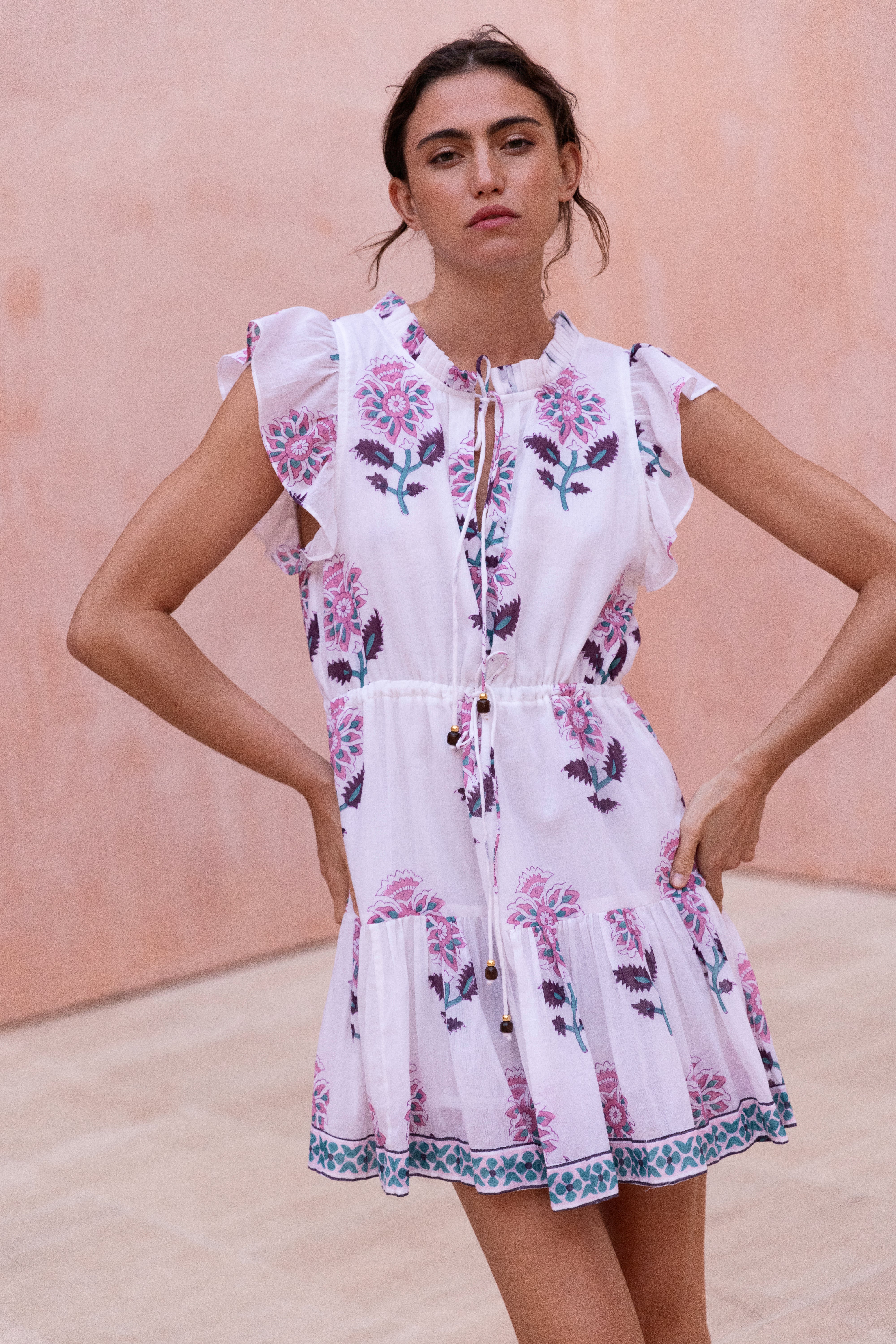 Cinched Flirty Short- Puglia Petal