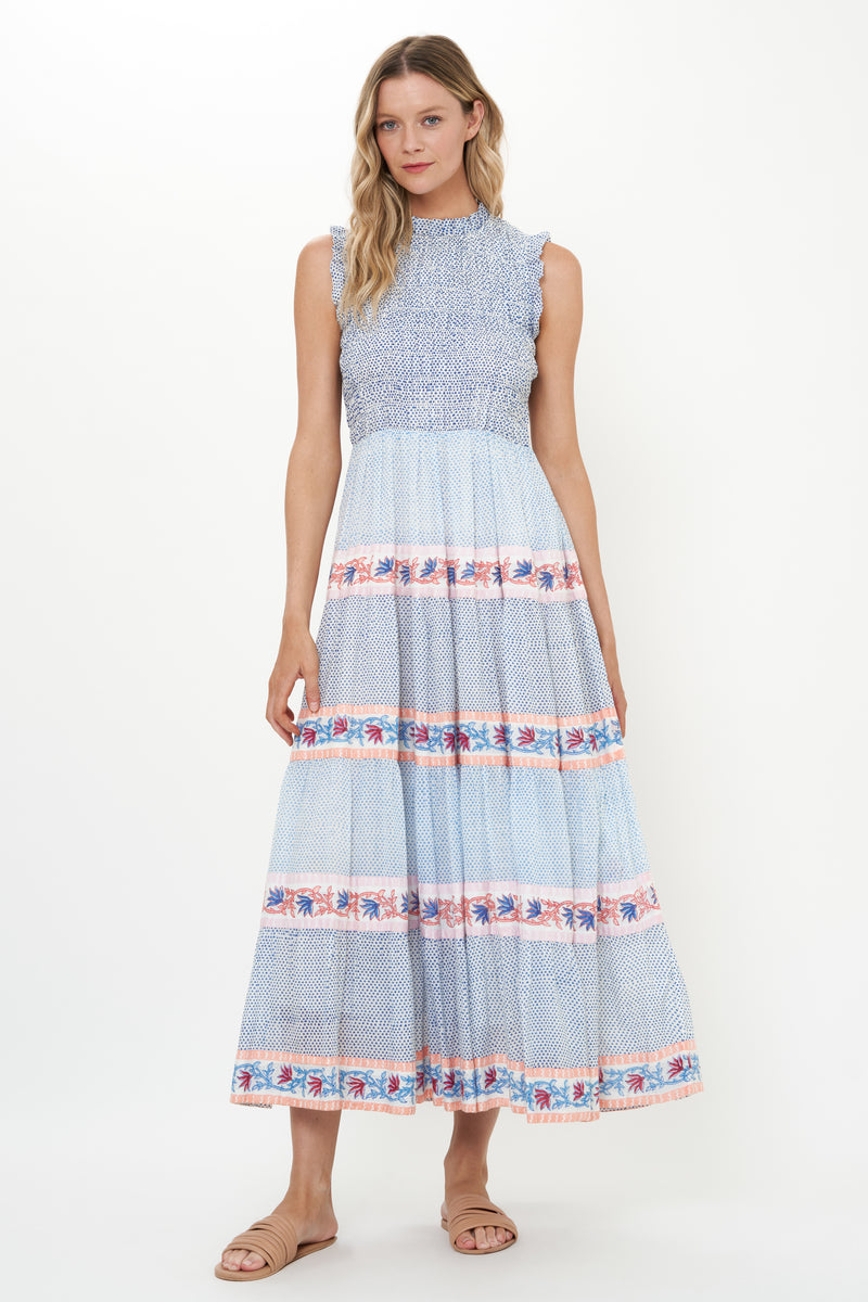 Sleeveless Smocked Maxi- Jungi Peach