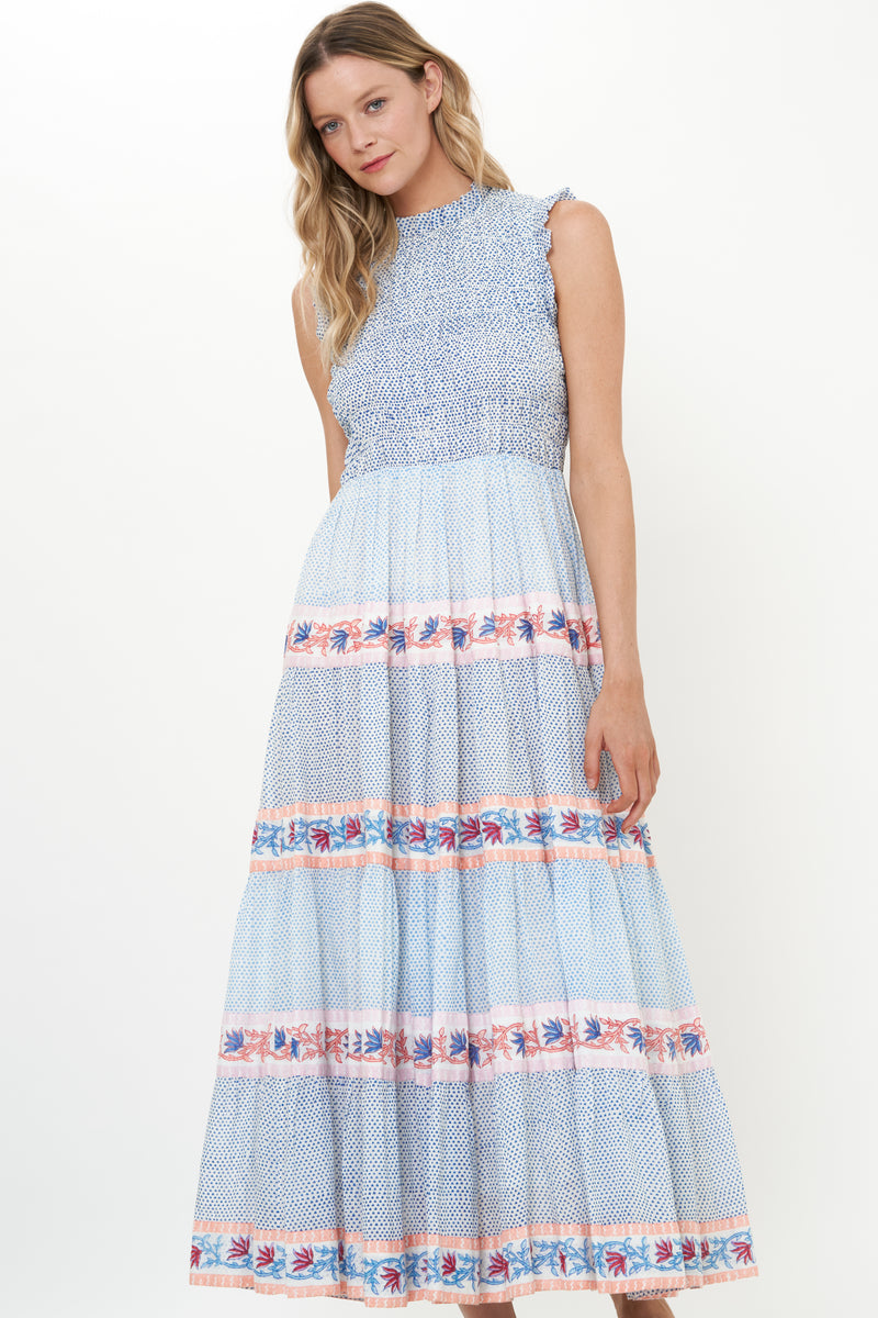 Sleeveless Smocked Maxi- Jungi Peach