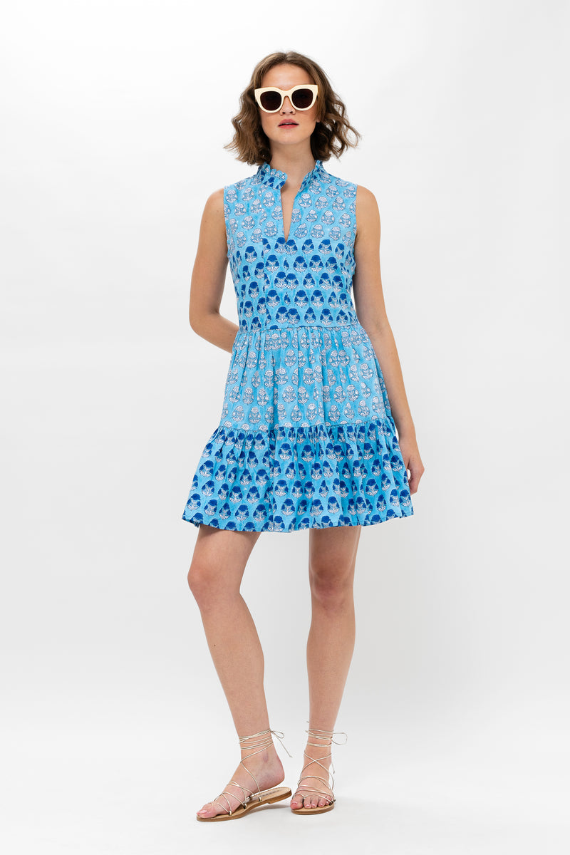 Yoke Dress- Laguna Blue