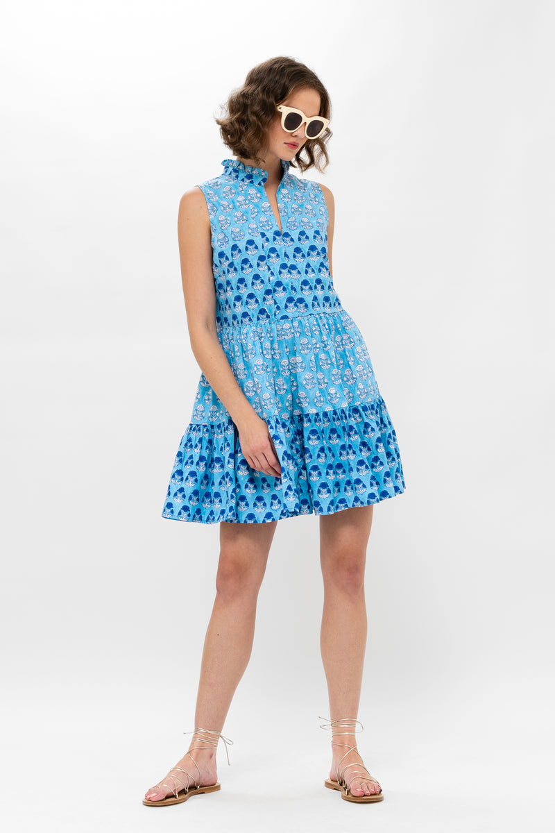 Yoke Dress- Laguna Blue
