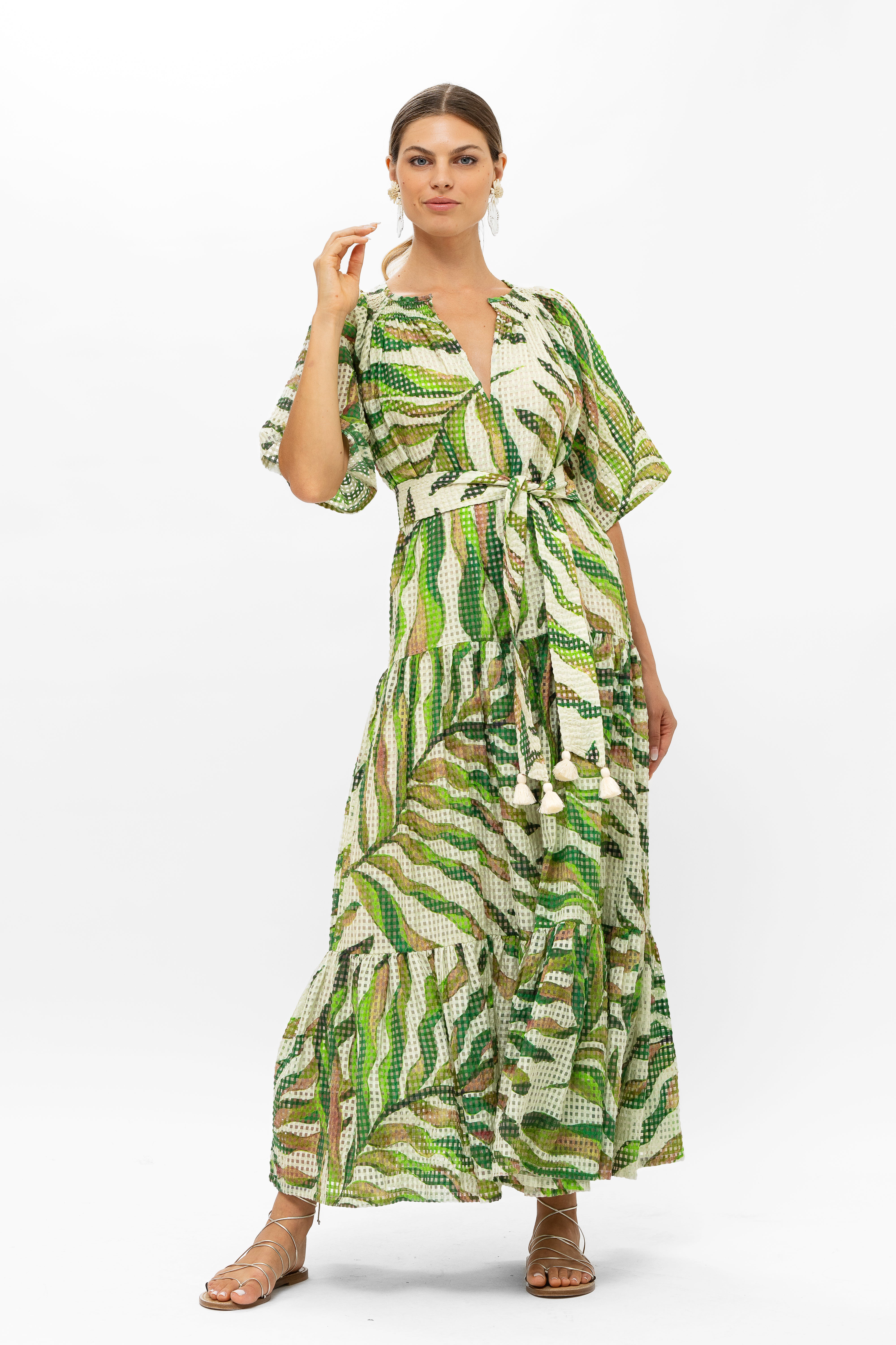 Raglan Belted Maxi- Maldive Green