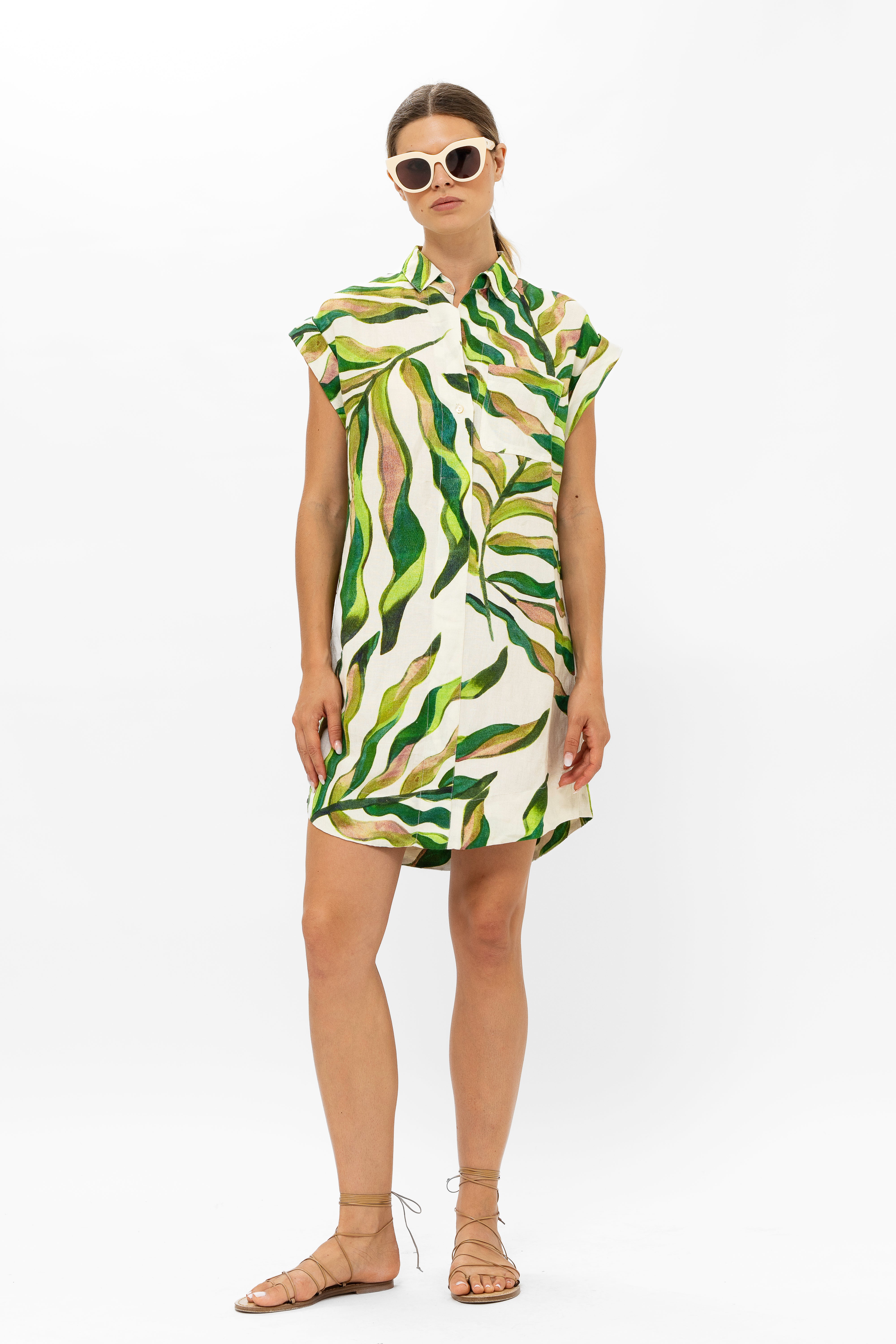 Shirt Dress Mini- Maldive Green