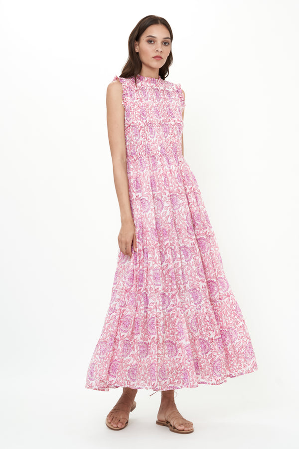 Sleeveless Smocked Maxi- Malta Pink