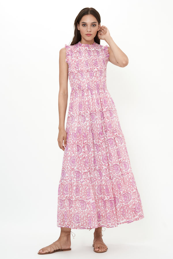 Sleeveless Smocked Maxi- Malta Pink