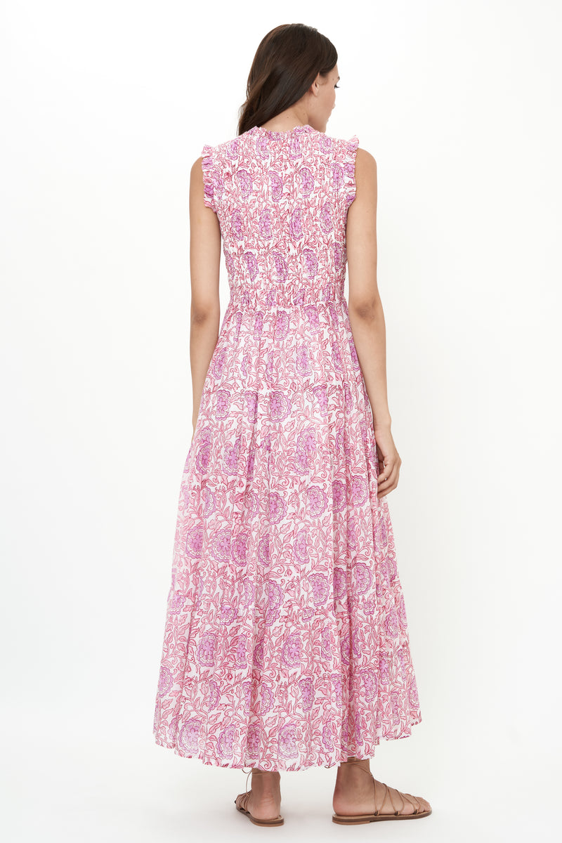 Sleeveless Smocked Maxi- Malta Pink
