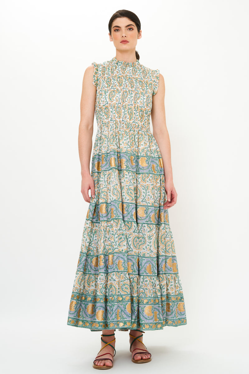 Sleeveless Smocked Maxi- Marseille Green