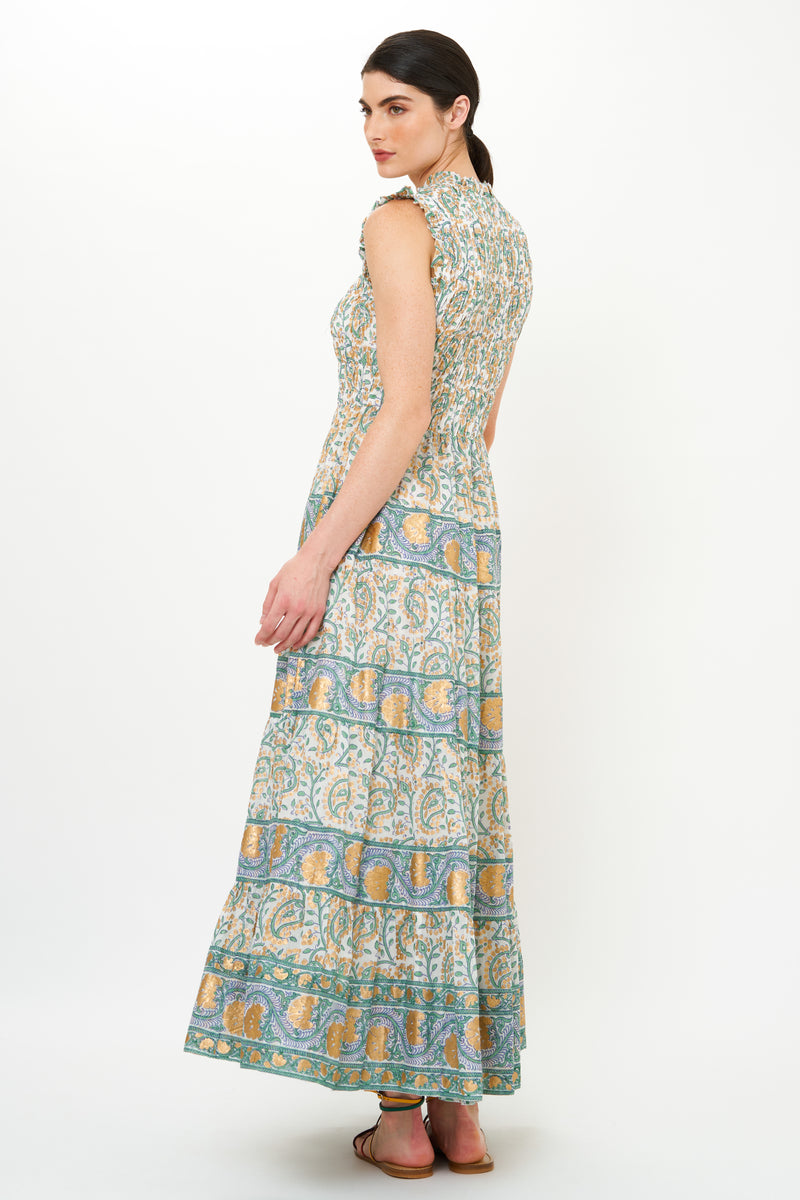 Sleeveless Smocked Maxi- Marseille Green