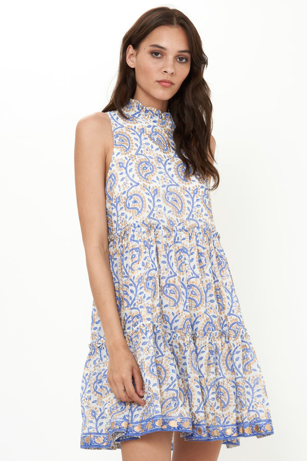 Ruffle Tiered Short- Marseille Blue