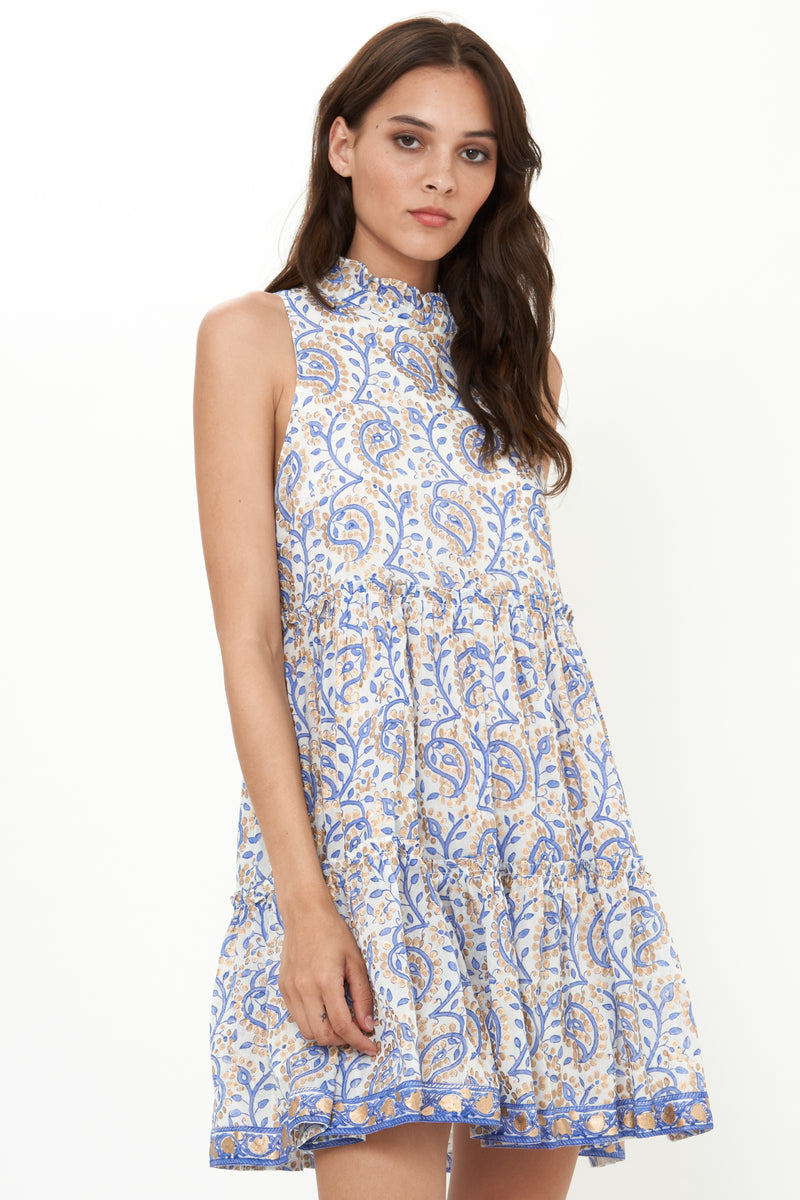 Ruffle Tiered Short- Marseille Blue