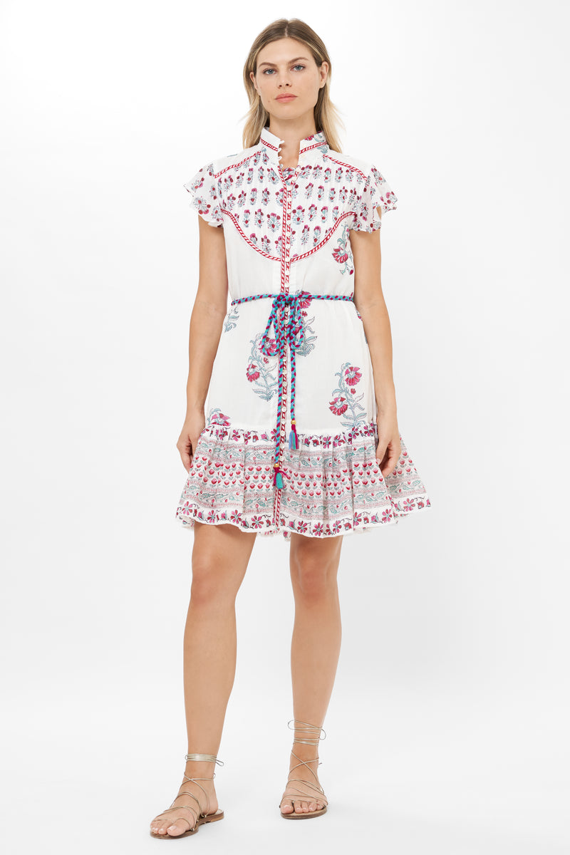 Flirty High Neck Button Mini- Napa Red