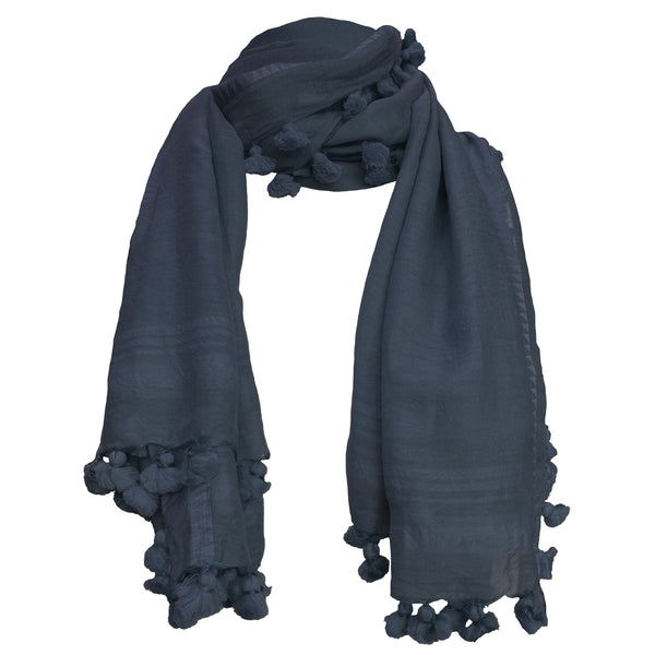 Navy Tassel Scarf