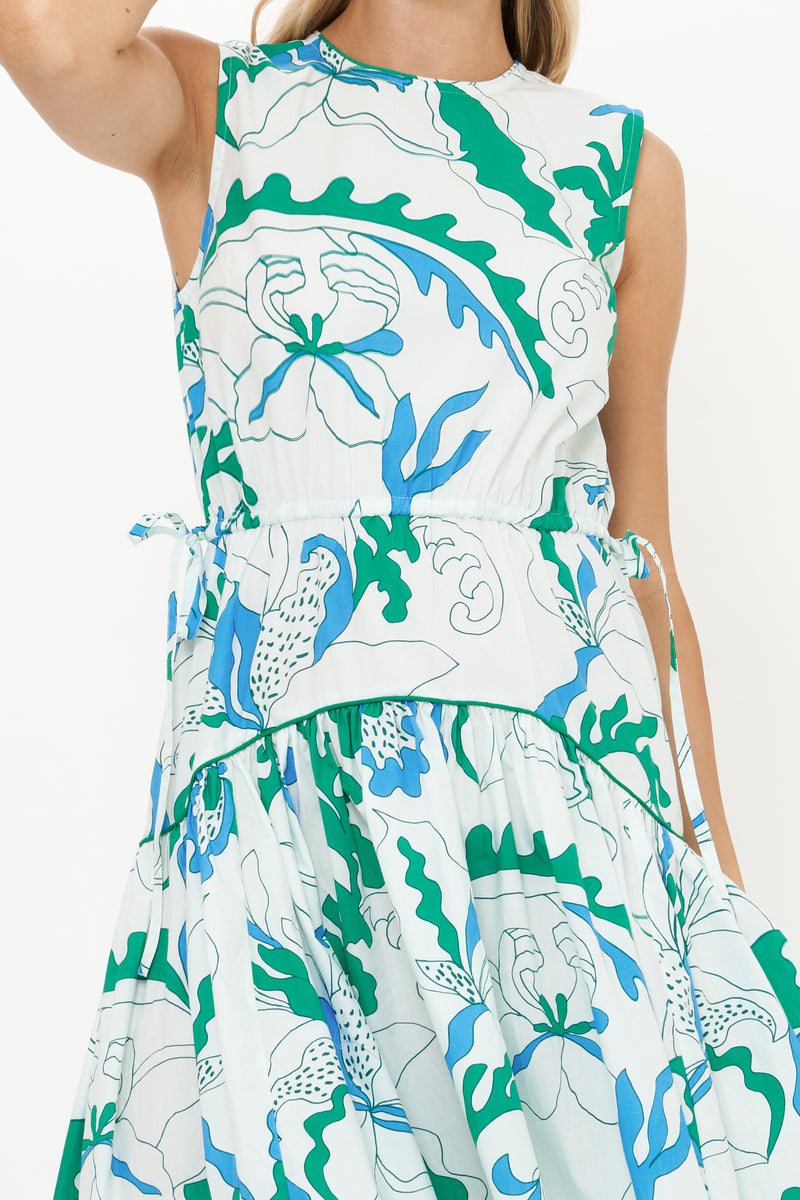 Sleeveless Piped Maxi- Orchid Green