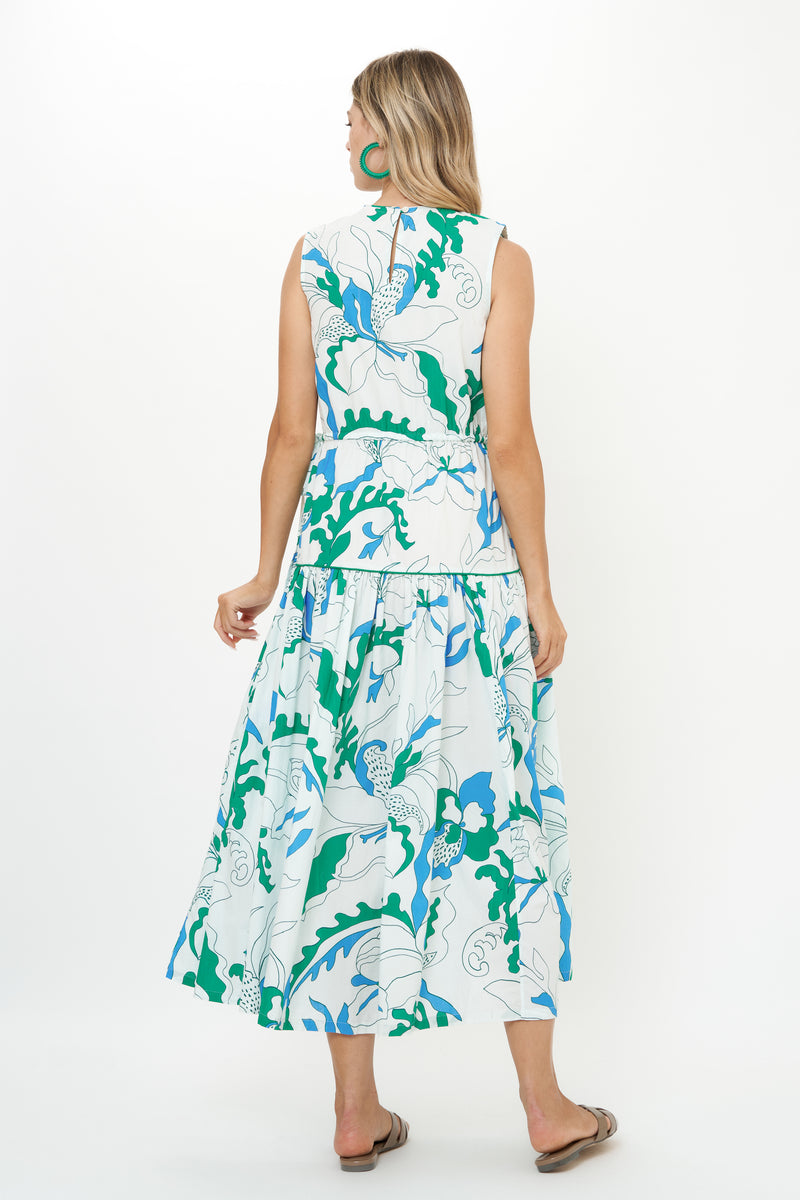 Sleeveless Piped Maxi- Orchid Green