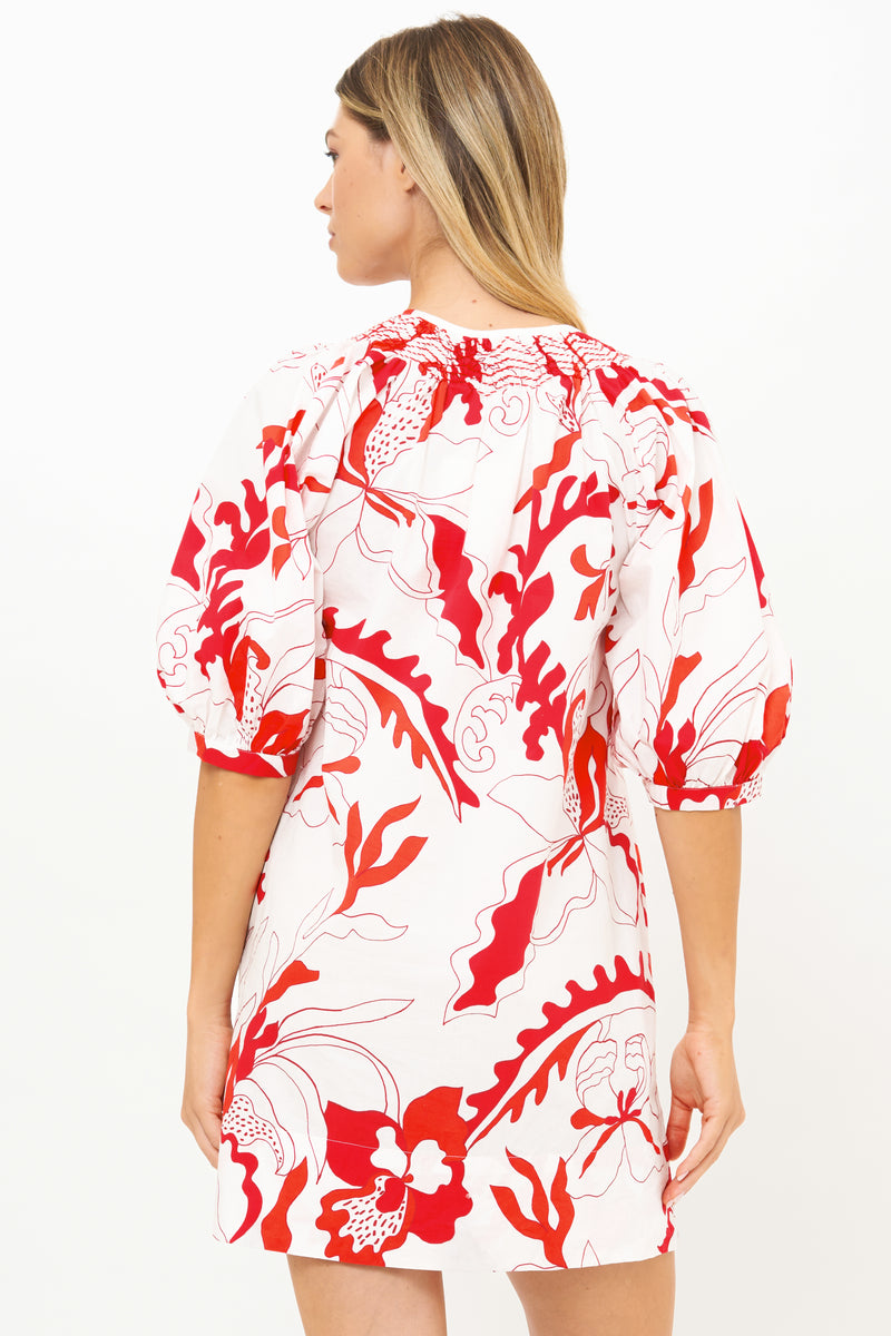 Embroidered Button Mini- Orchid Red