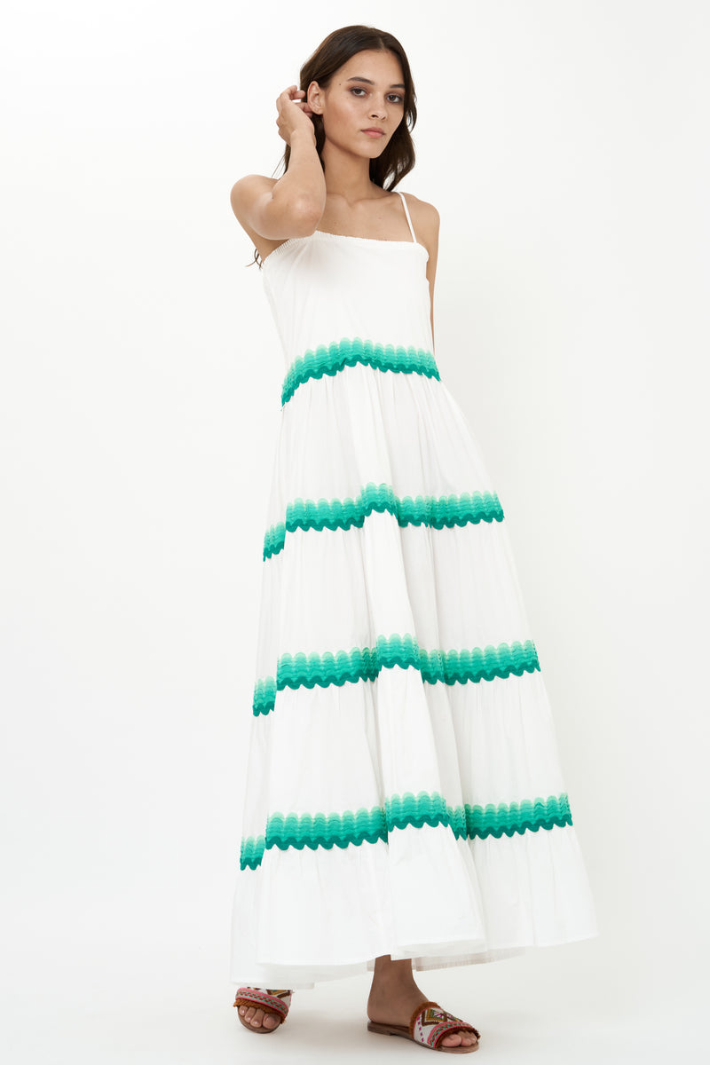 Smocked Back Maxi- Pacifica Aqua