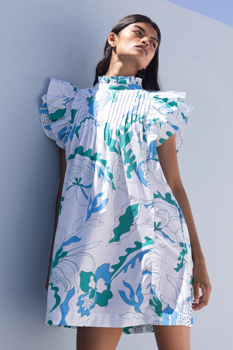 Pintuck Ruffle Mini- Orchid Green