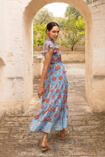 Ruffle Collar Button Maxi- Poppy Red – OLIPHANTDESIGN