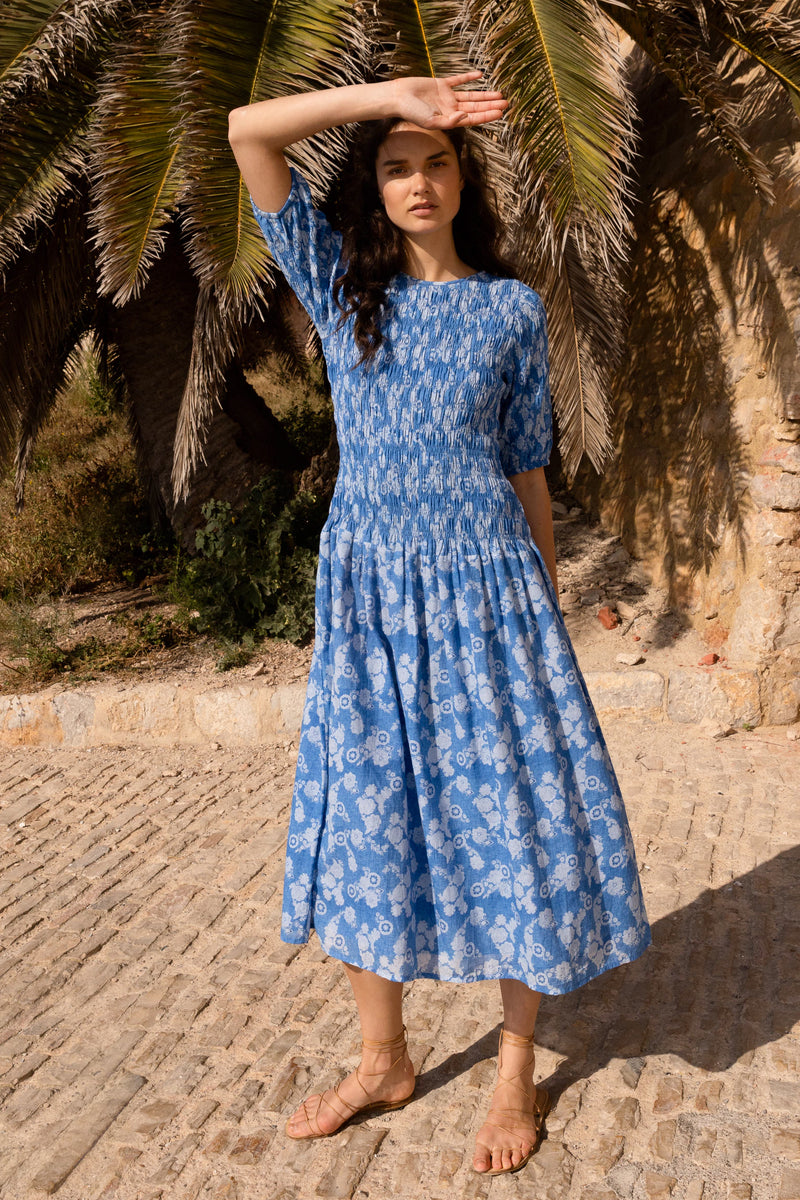 Smocked Drop Waist Maxi- Pretoria Navy