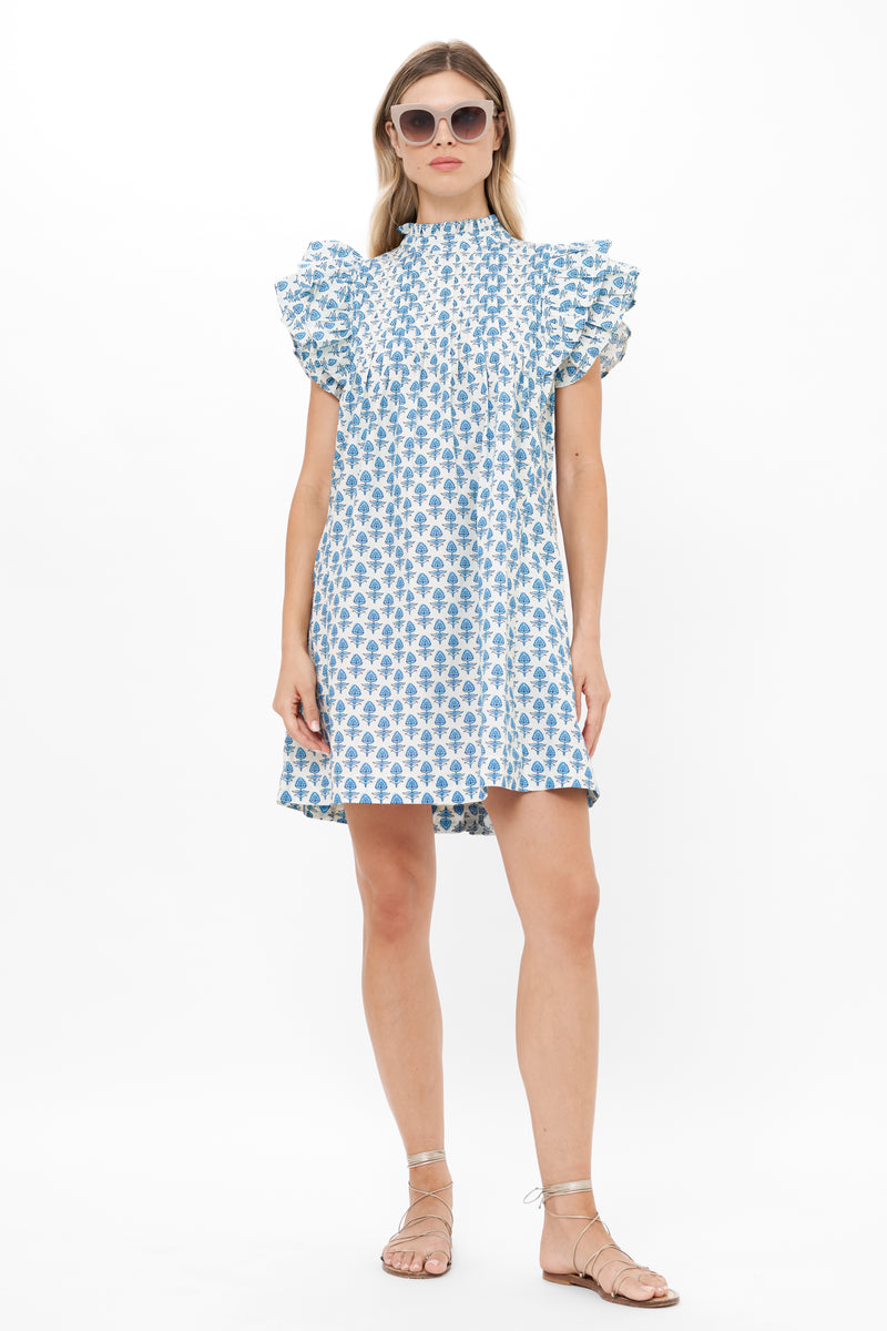 Pintuck Ruffle Mini- Provence Blue