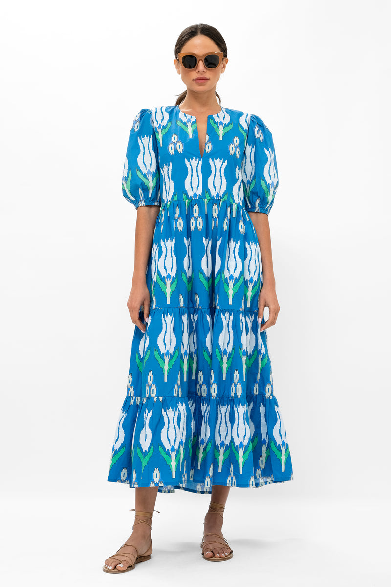 Puff Sleeve Maxi- Sumba Blue