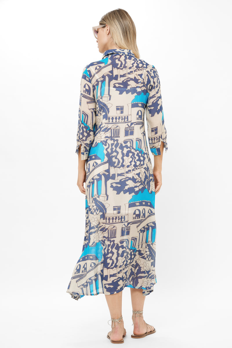 Shirt Dress Midi- Roma Blue