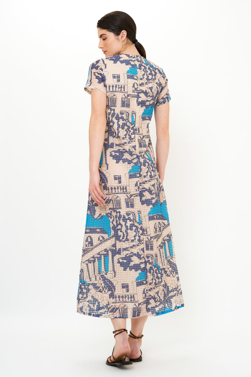 Short Sleeve Shift Maxi- Roma Blue