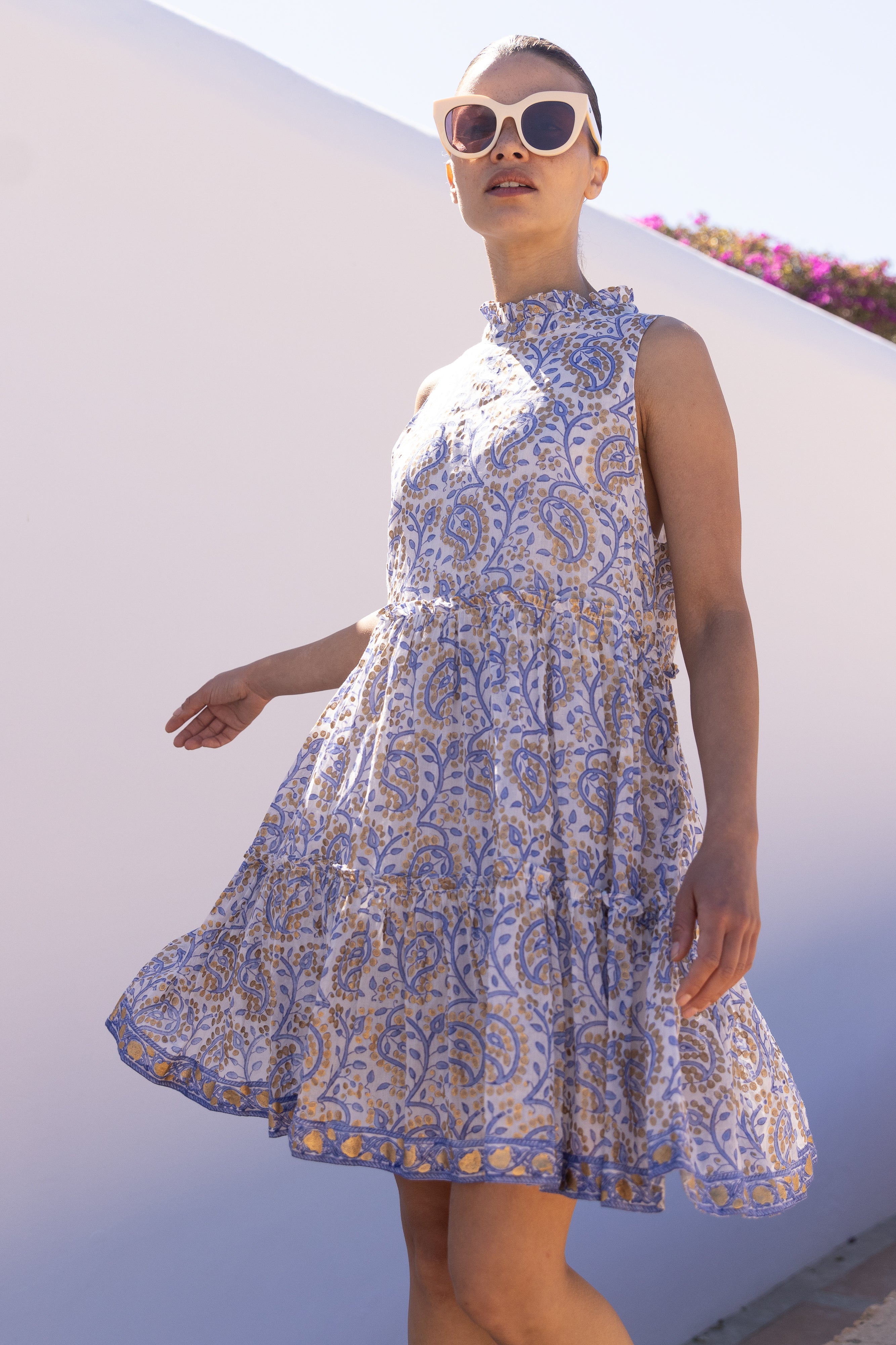 Ruffle Tiered Short- Marseille Blue