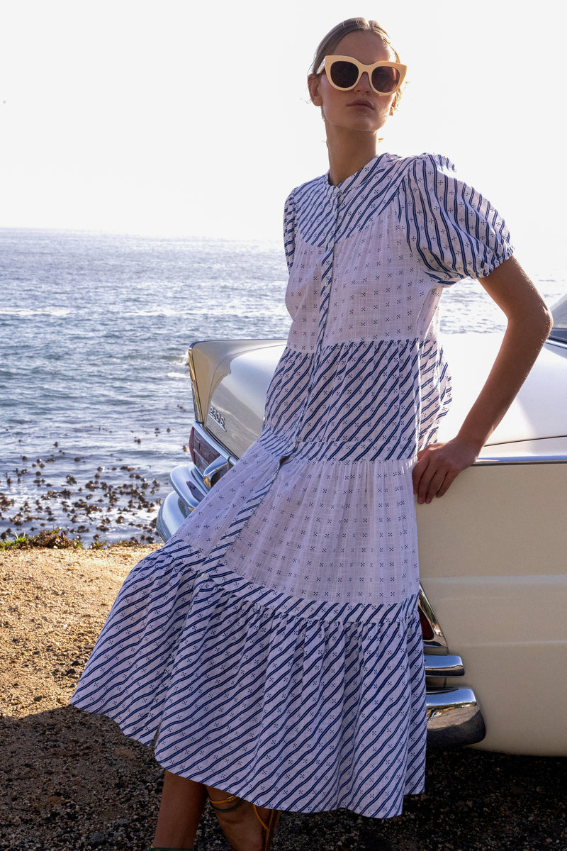 Scoop Tiered Midi- Dipsy Navy