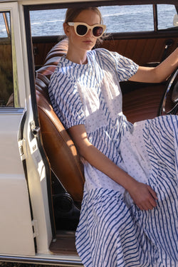 Scoop Tiered Midi- Dipsy Navy